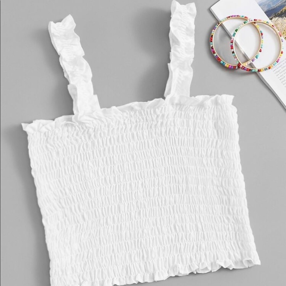 Thick Strap Shirred Crop Top
